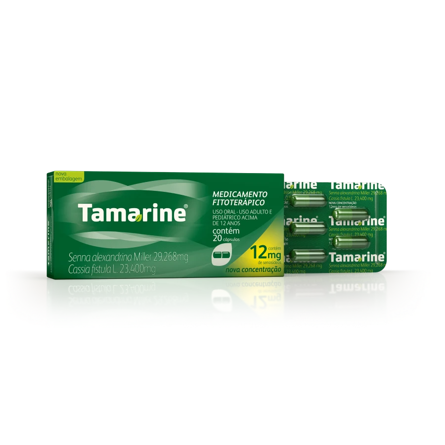Embalagem de Tamarine Cápsulas 12mg Caixa com 20 cápsulas