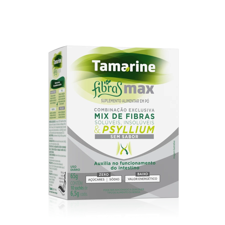 Embalagem de Tamarine Fibras Max Sem Sabor com 10 sachês